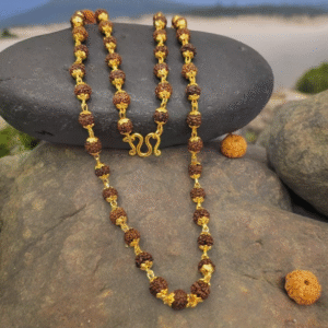 Gold Plated Rudraksha Links Necklace For Men image