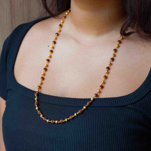 Gold Plated Divine Aura Rudraksha Mala for Women - 39 Beads - Image 2