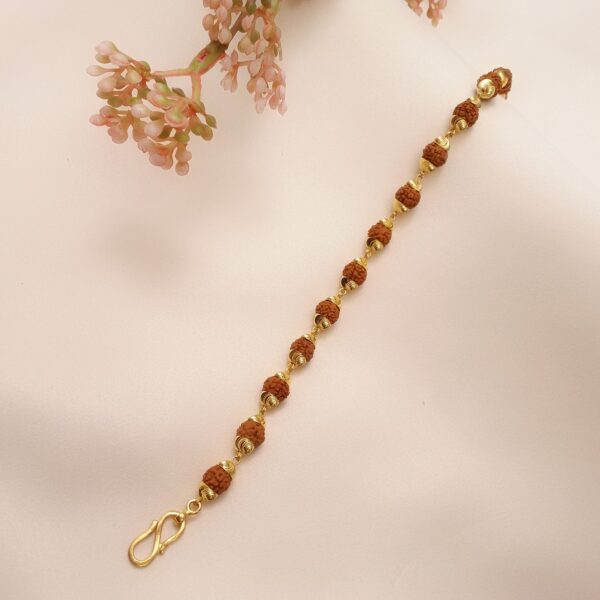 Gold Plated Modern Rudraksha Bracelet - Image 2